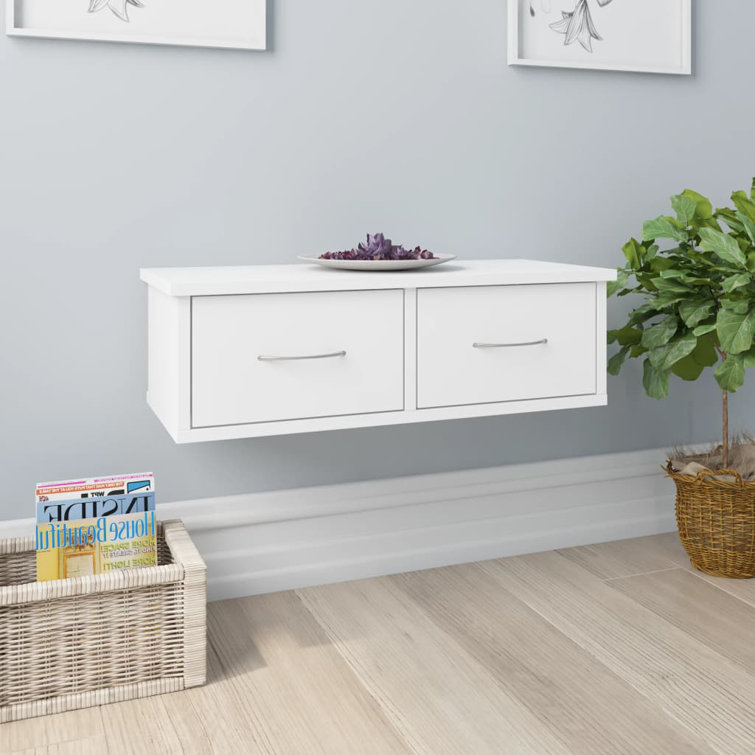 Wall mounted shelf unit with deals drawers